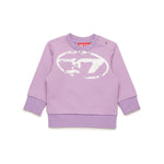 Diesel Kids Felpa Lilla Girocollo con Used Effect Oval D per Neonate