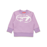 Diesel Kids Felpa Lilla Girocollo con Used Effect Oval D per Neonate