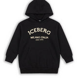 Iceberg Kids Abito Nero con Logo per Bambine
