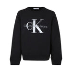 Calvin Klein Kids Felpa Nera Girocollo con Logo per Bambini 