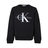 Calvin Klein Kids Felpa Nera Girocollo con Logo per Bambini 