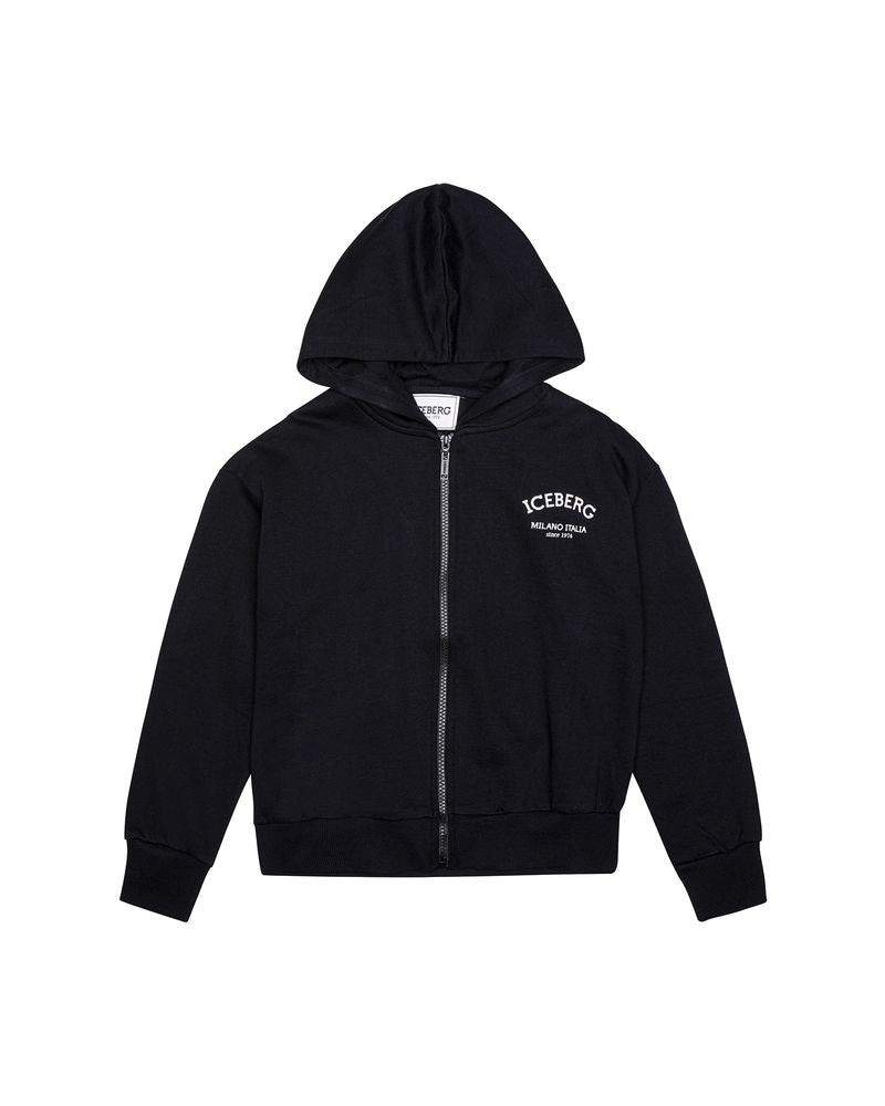 Iceberg Kids Felpa Nero con Logo per Bambini