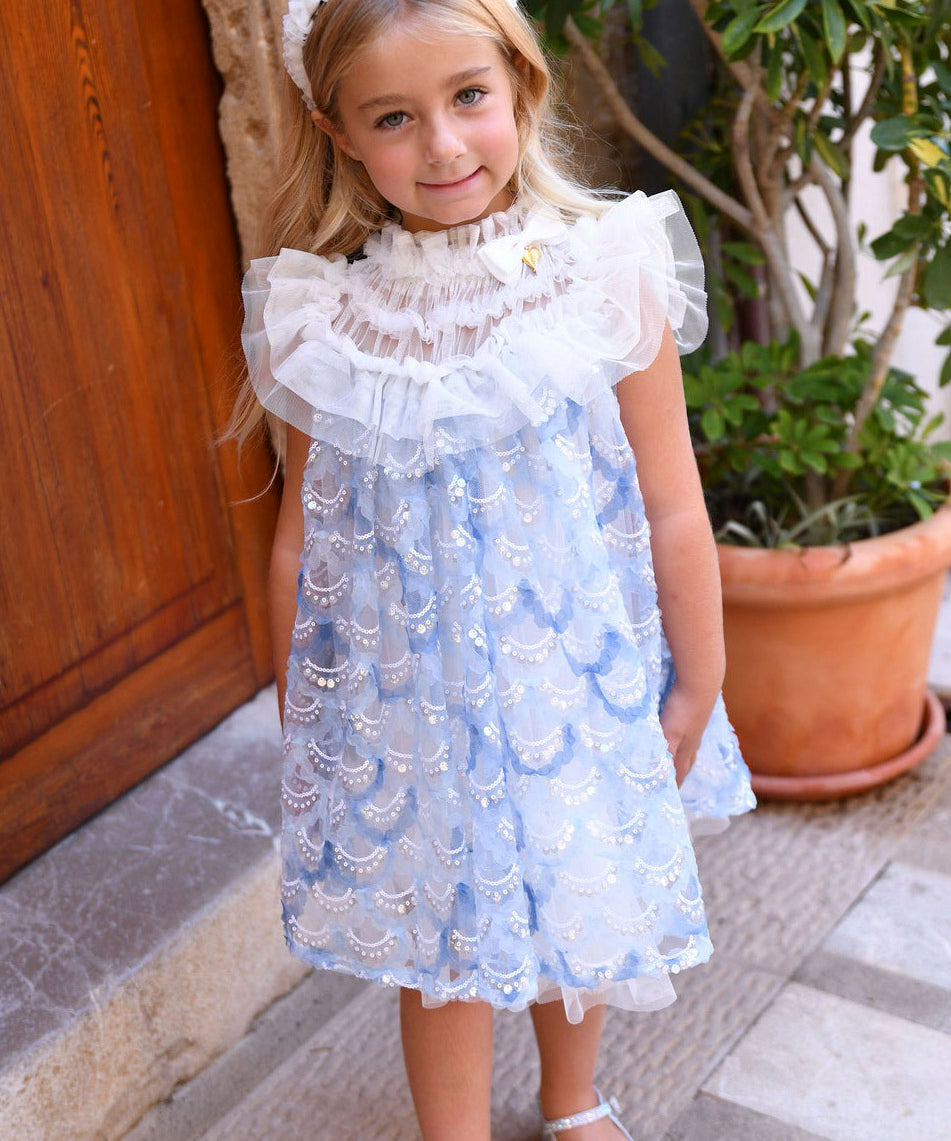 Angel's Face Abito Dominique Bianco/Blu per Bambine