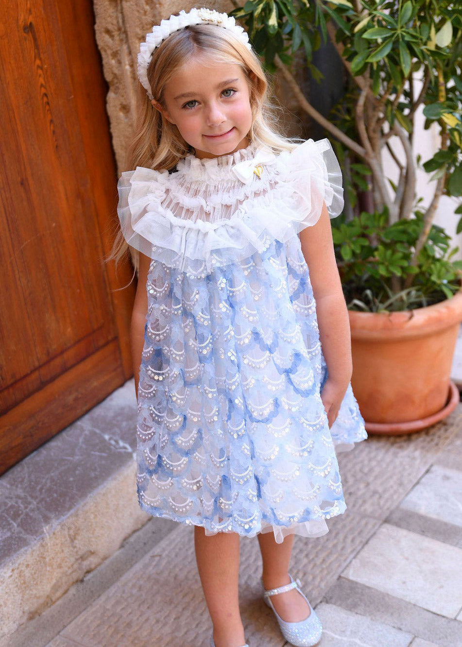 Angel's Face Abito Dominique Bianco/Blu per Bambine
