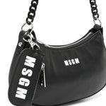 Msgm Kids Borsa a Spalla Nera con Catena (lato)