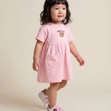 Moschino Kids Abito con Rouches Rosa e Logo Teddy Bear per Neonate