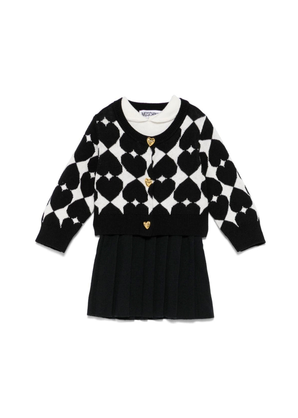 Moschino Kids Abito con Cardigan Bianco/Nero per Neonate