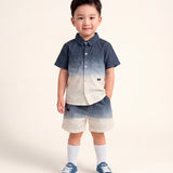 Daniele Alessandrini Kids Short Navy Dissolvenza con Logo per Neonati