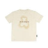 Palm Angels Kids T-Shirt Off-White con Logo Teddy per Bambini