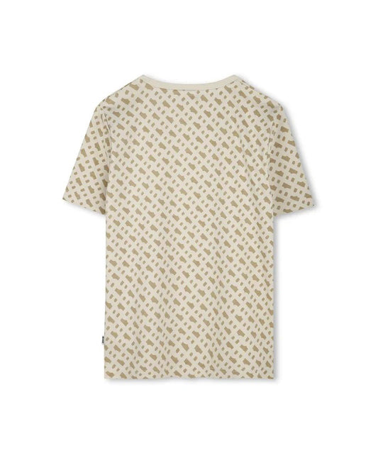 Boss Kids T-shirt Beige con Stampa per Bambini