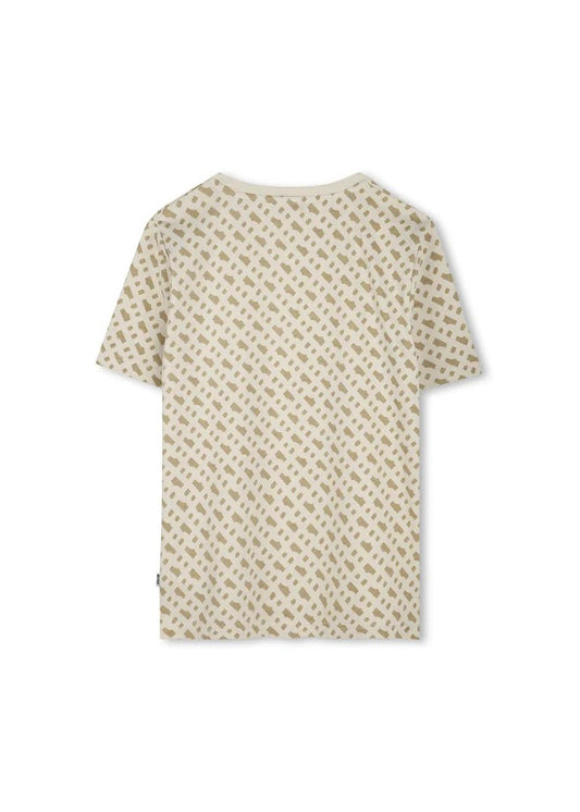 Boss Kids T-shirt Beige con Stampa per Bambini