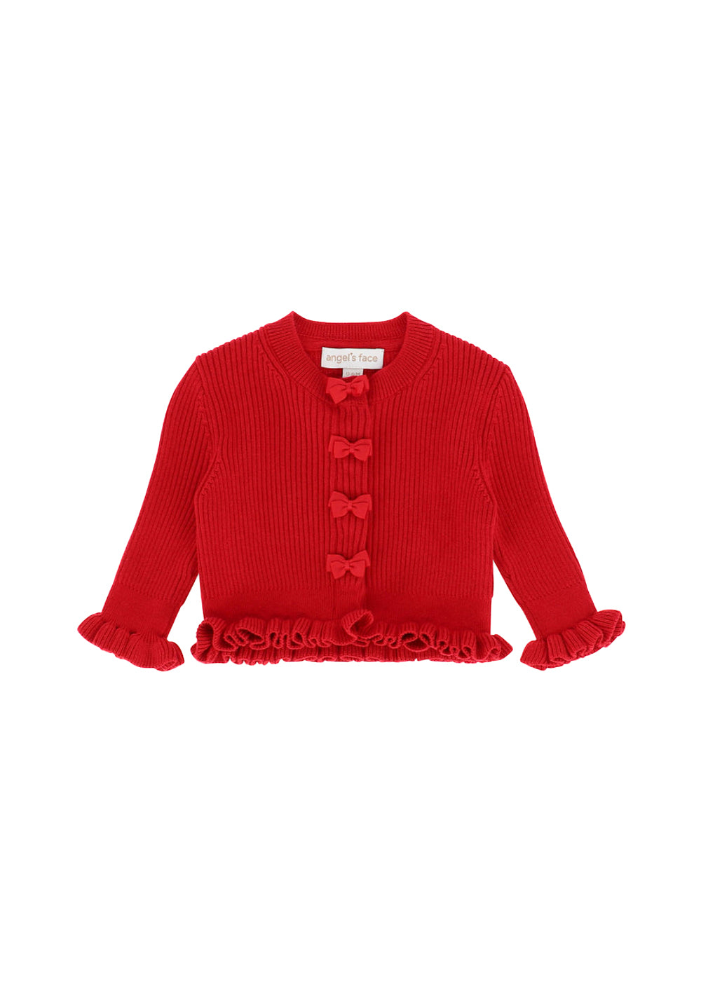 Angel's Face Cardigan Rosso con Fiocchi per Neonate