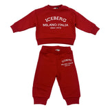 Iceberg Kids Completo Felpa con Pantaloni Rosso per Neonati