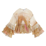 Pinko Kids Camicia con Stampa Multicolor e Ruches per Bambine