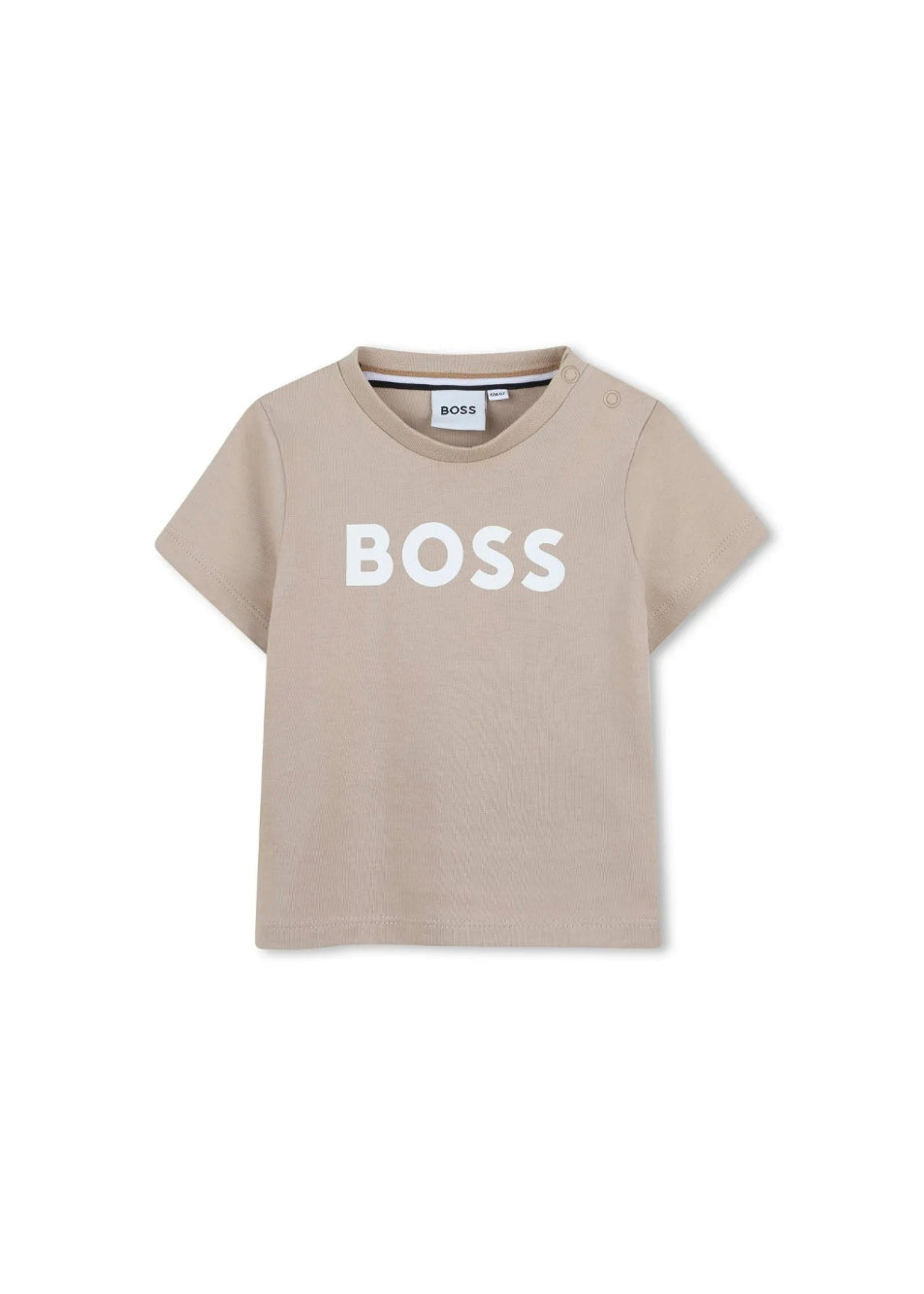 Boss Kids T-shirt Beige con Stampa per Neonati