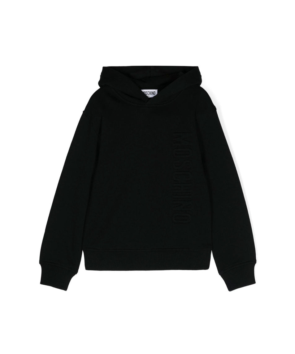 Moschino Kids Felpa Nera con Cappuccio con Logo per Bambini