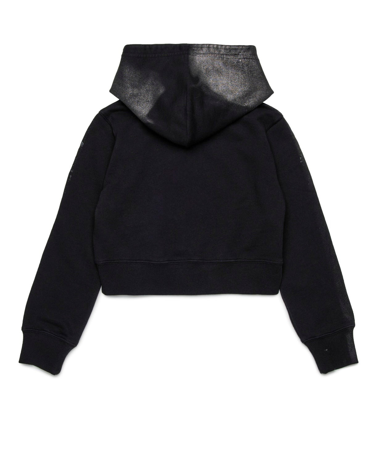 Diesel Kids Felpa con Cappuccio Nera Old Effect per Bambine