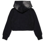 Diesel Kids Felpa con Cappuccio Nera Old Effect per Bambine