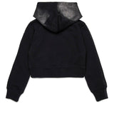 Diesel Kids Felpa con Cappuccio Nera Old Effect per Bambine