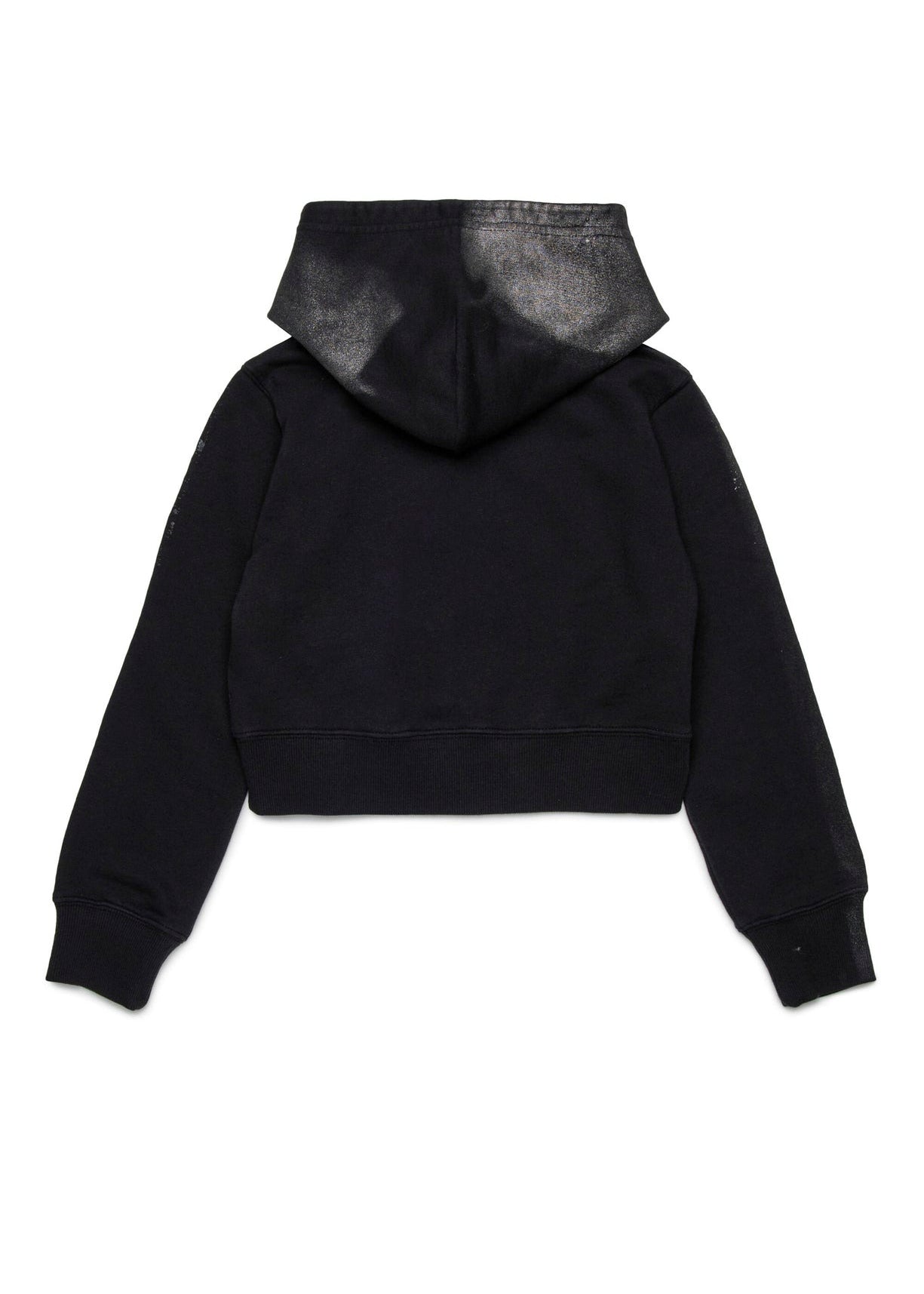 Diesel Kids Felpa con Cappuccio Nera Old Effect per Bambine