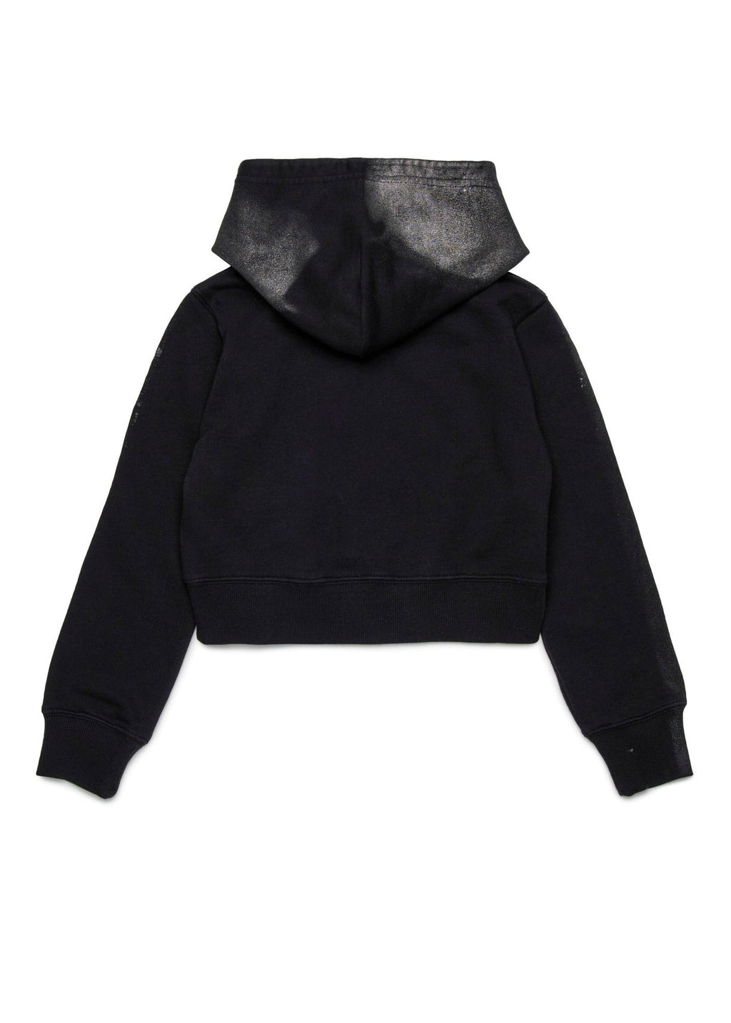 Diesel Kids Felpa con Cappuccio Nera Old Effect per Bambine