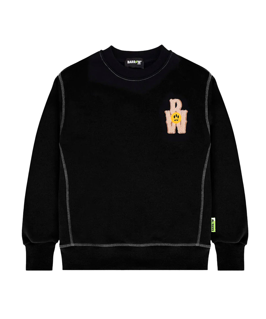 Barrow Kids Felpa Girocollo Nera Stampa Retro per Bambini