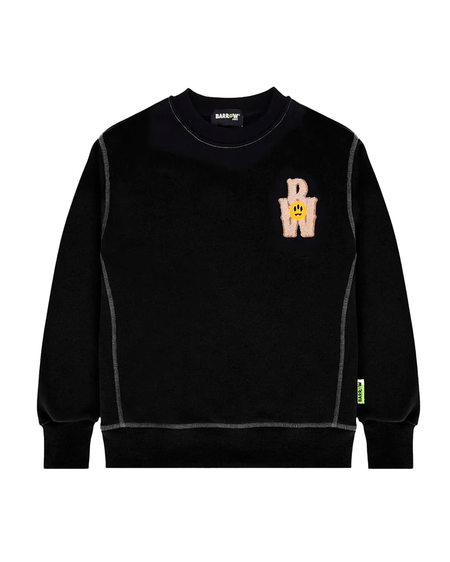 Barrow Kids Felpa Girocollo Nera Stampa Retro per Bambini