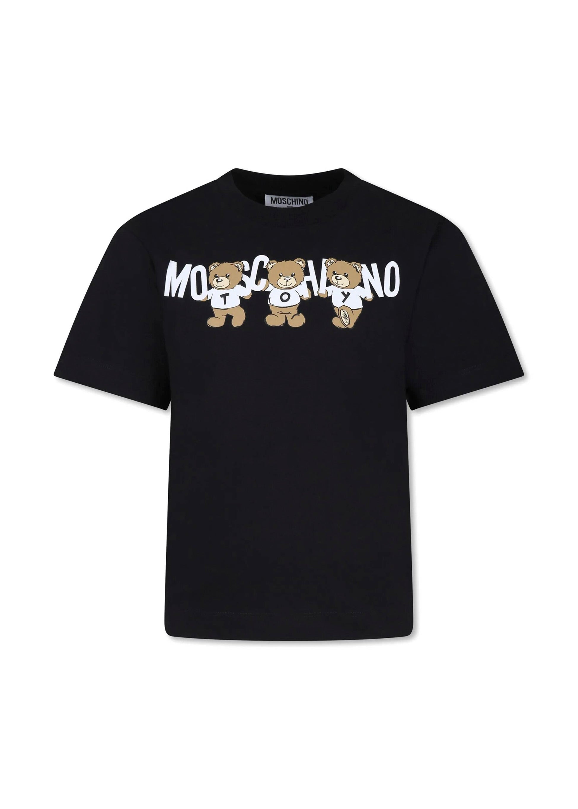 Moschino Kids T-Shirt Nera con Teddy Bear per Bambini