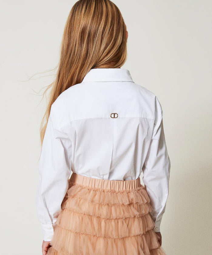 Twinset Kids Camicia Bianca con Strass per Bambine