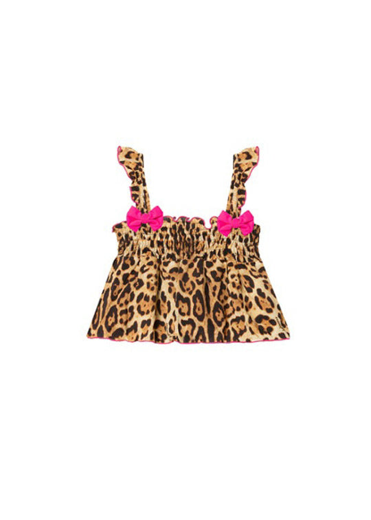 4GIVENESS Baby Girls Spotted Print Swimsuit Top with Bow