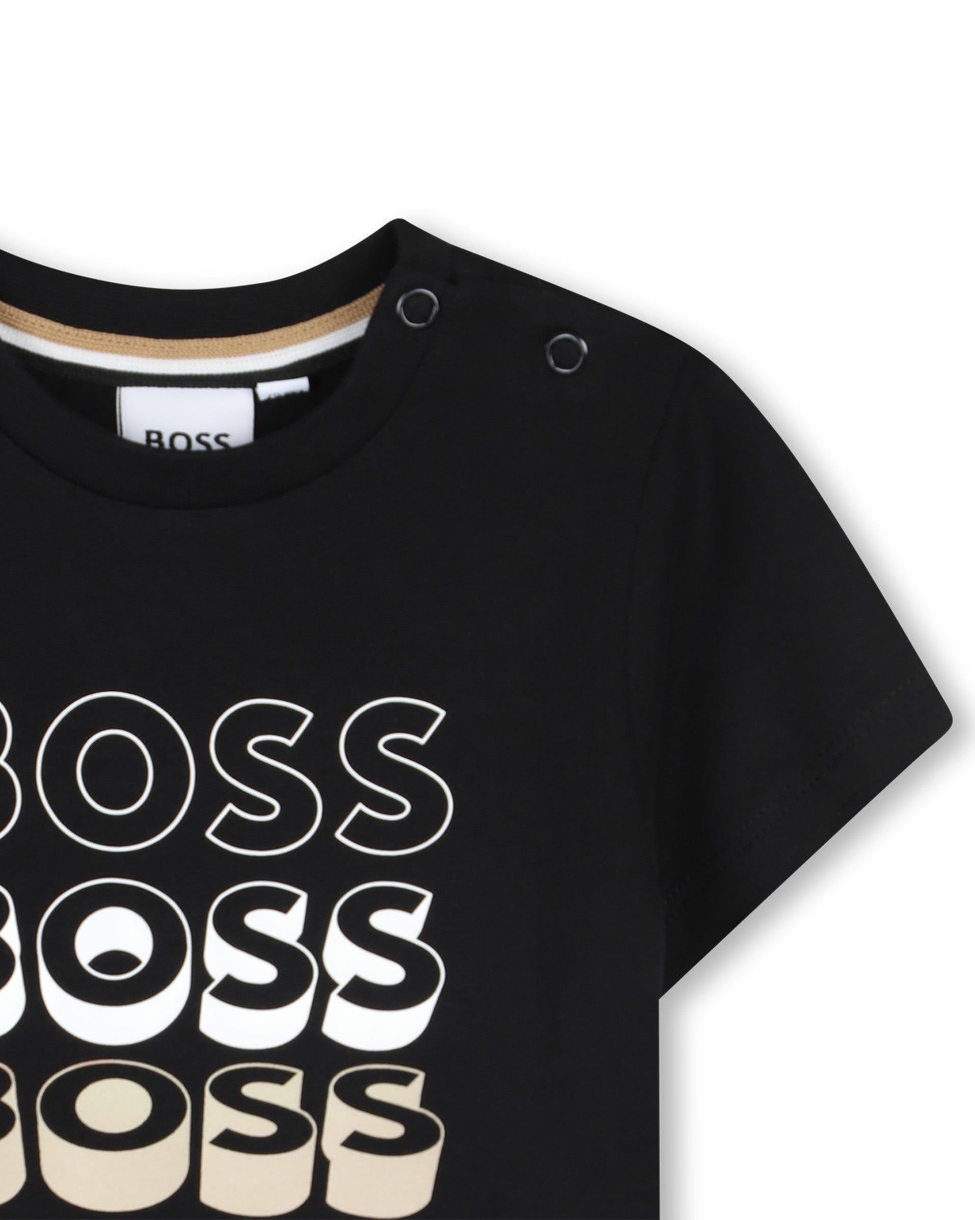 Boss Kids T-Shirt Nero con Stampa per Neonati