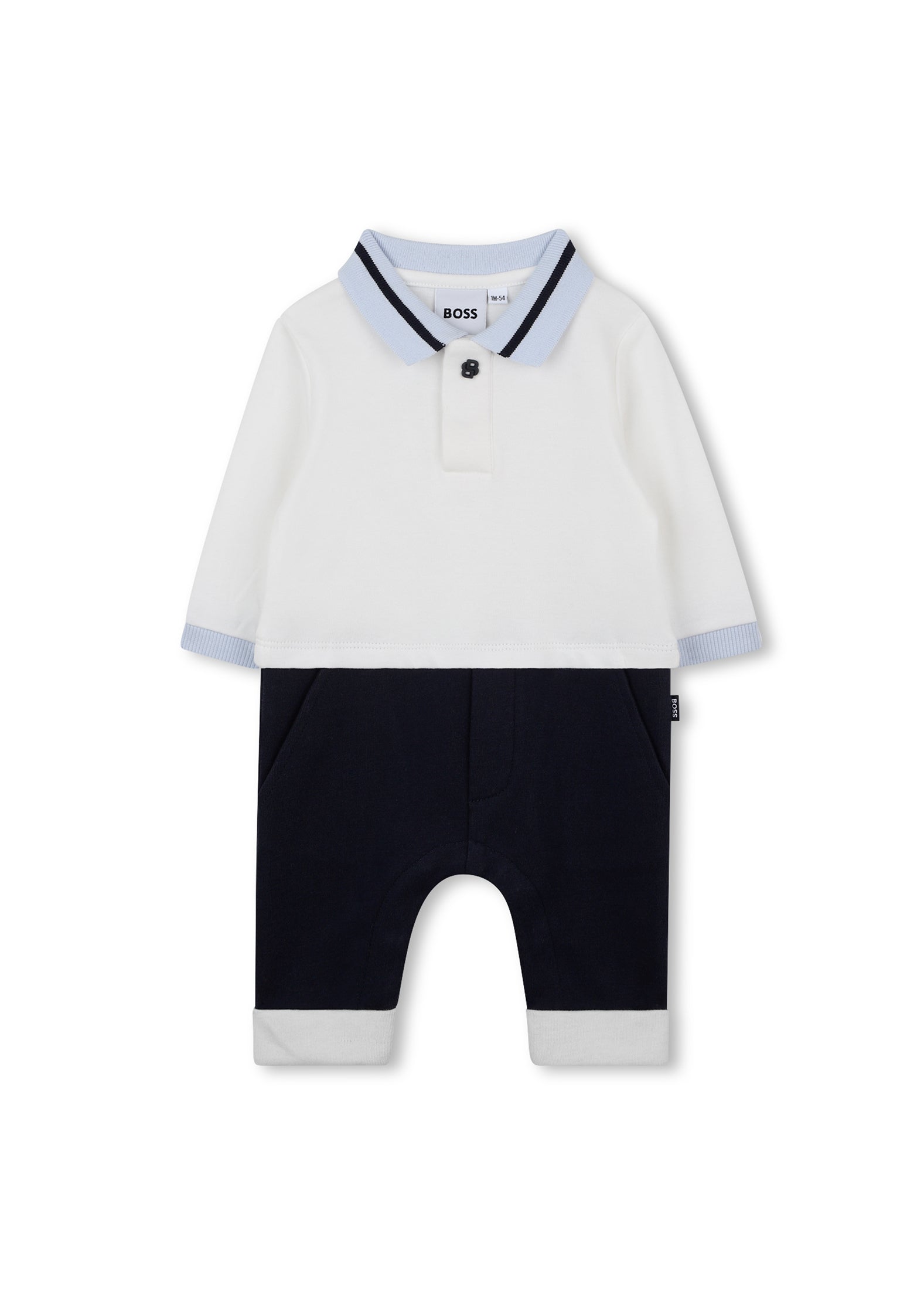 Boss Kids Tutina Pagliaccetto Bianco Sporco per Neonati