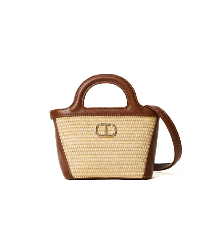 Twinset Kids Borsa a Tracolla Effetto Paglia per Bambine