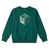 Moschino Kids Felpa Girocollo Verde in Cotone con Logo Effetto 3D per Bambini