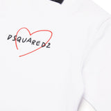 Dsquared2 Kids T-shirt Bianca con Stampa Cuore per Bambine (dettaglio)