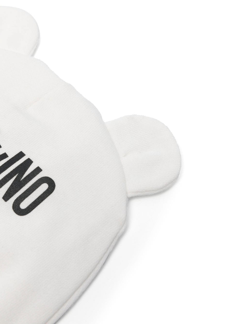 Moschino Kids Cappellino Panna con Stampa Logo Teddy Bear per Neonati (dettaglio)