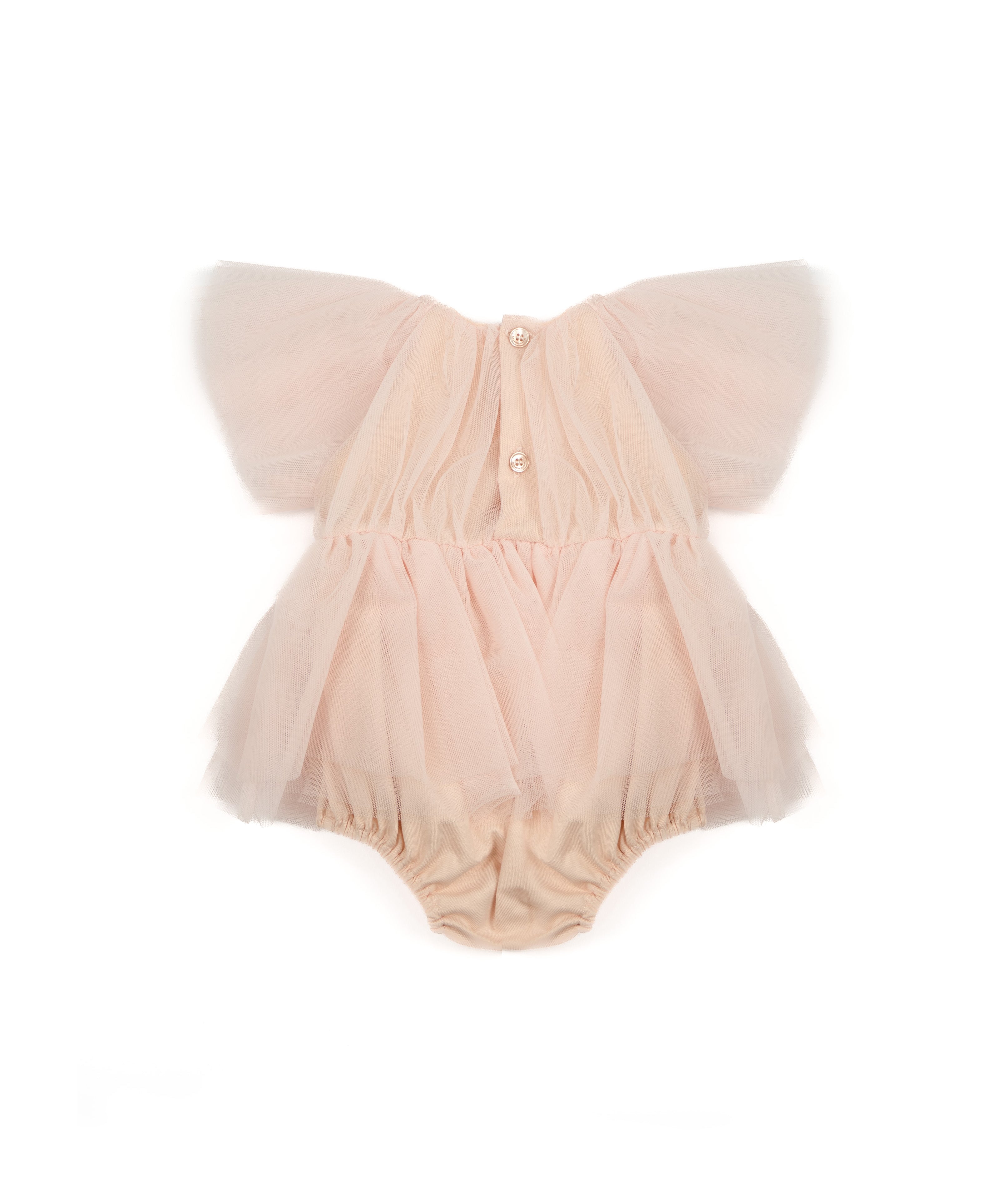 Elisabetta Franchi La Mia Bambina Pagliaccetto Rosa con Maniche a Sbuffo per Neonate