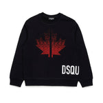 Dsquared2 Kids Felpa Nera con Applicazione Leaf Strass per Bambine