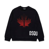 Dsquared2 Kids Felpa Nera con Applicazione Leaf Strass per Bambine