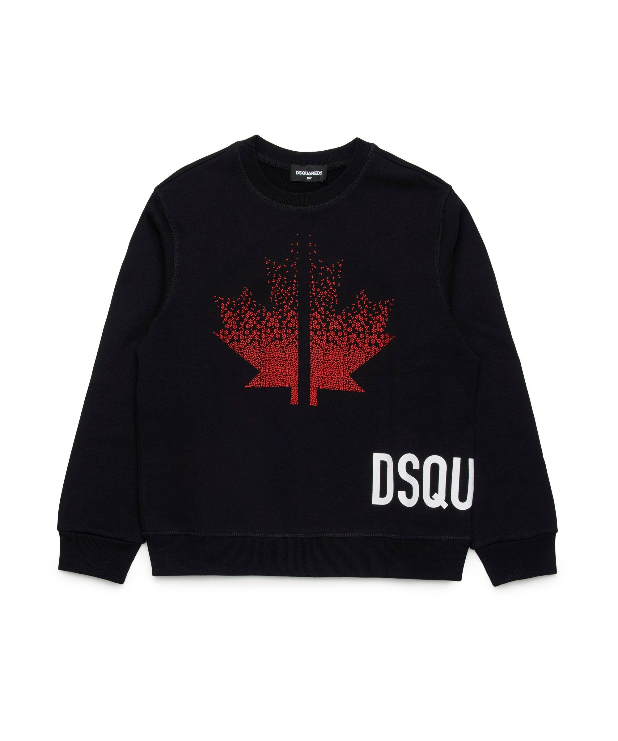 Dsquared2 Kids Felpa Nera con Applicazione Leaf Strass per Bambine