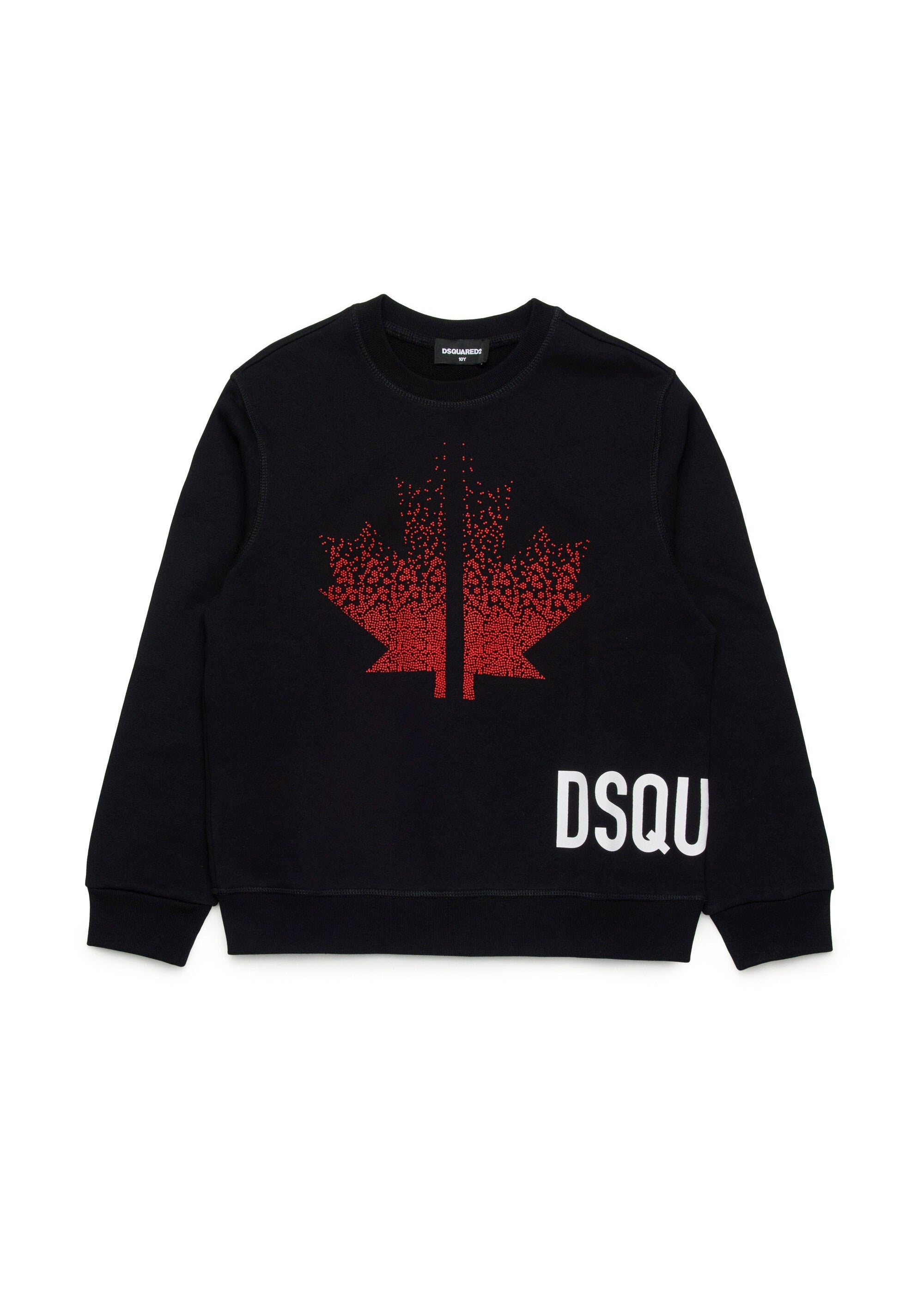 Dsquared2 Kids Felpa Nera con Applicazione Leaf Strass per Bambine