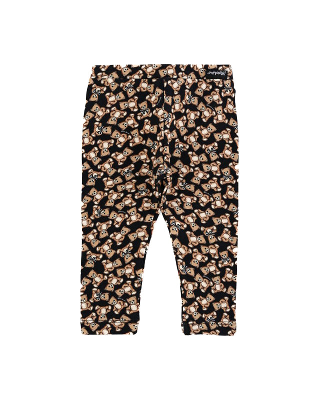 Moschino Kids Leggins Nero con Teddy Bear per neonate