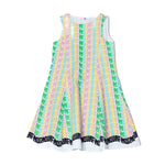 MSGM Kids Abito Multicolor con Logo All Over per Bambine