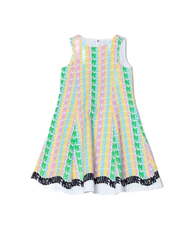 MSGM Kids Abito Multicolor con Logo All Over per Bambine