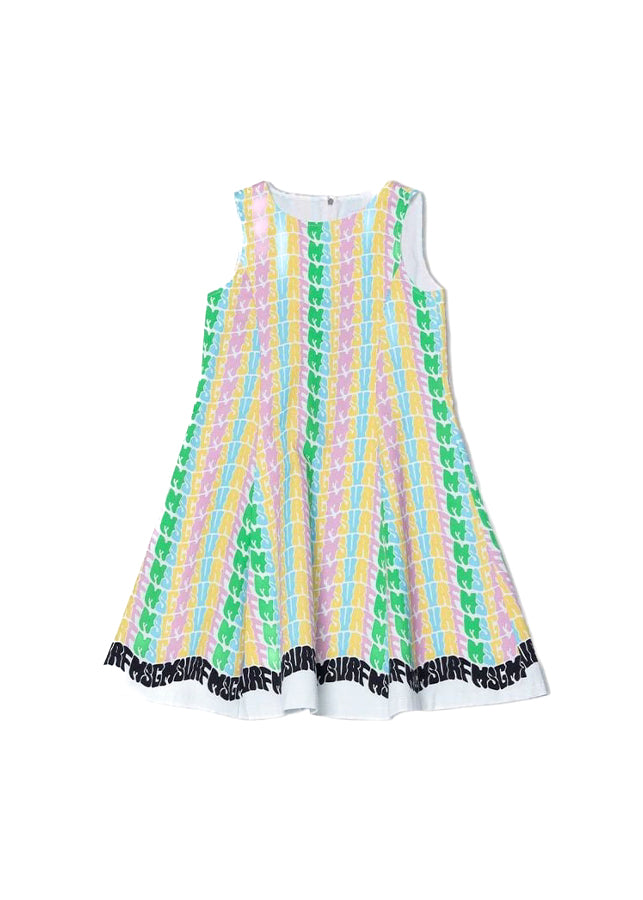 MSGM Kids Abito Multicolor con Logo All Over per Bambine