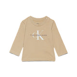 Calvin Klein Kids T-Shirt Maniche Lunghe Beige per Neonati