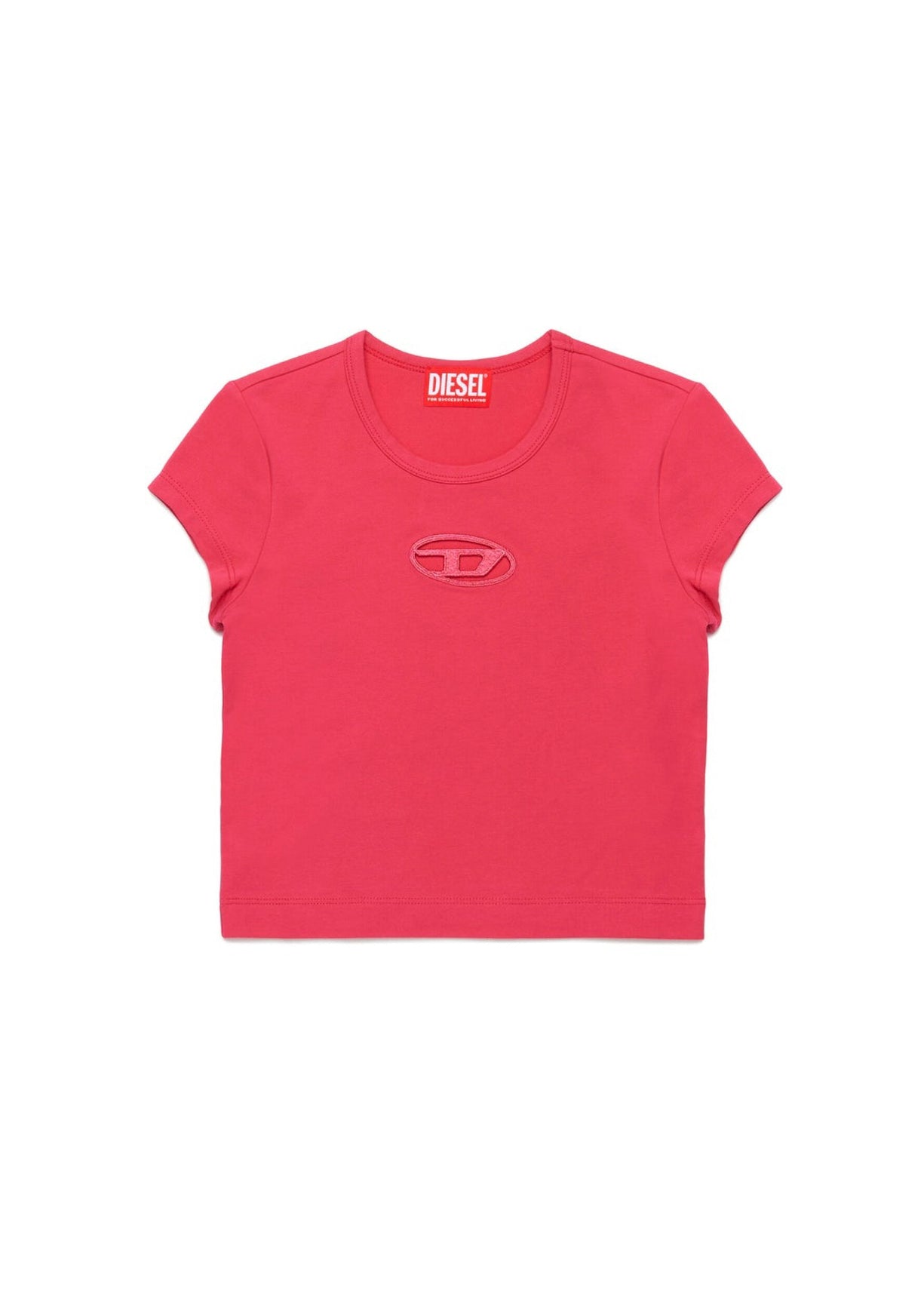 Diesel Kids T-Shirt Fucsia con Logo Oval D per Bambine