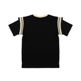 Yes London Kids T-Shirt Nera con Dettaglio su Manica e Logo in Rilievo per Bambini