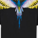 Marcelo Burlon County Of Milan Kids T-Shirt Nera Con Motivo Ali Giallo/Blu per Bambini