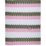Marlu Coperta Panna/Verde/Rosa con Bordi Smerlati e Ricamo Fiore per Neonate